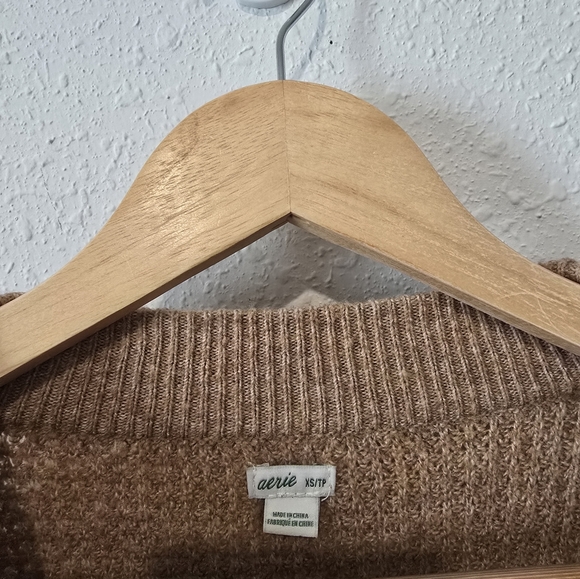 Aerie Camel Oversized Waffle Sweater XS - Picture 5 of 7